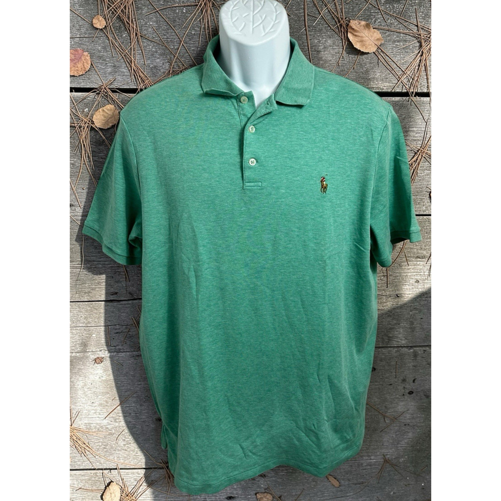 Polo Ralph Lauren Classic Soft Cotton Polo Shirt Sz L Green Celadon Heather Mens